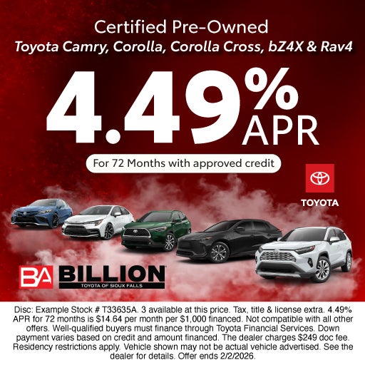 CERTIFIED TOYOTA CAMRY, COROLLA, COROLLA CROSS, BZ4 & RAV4