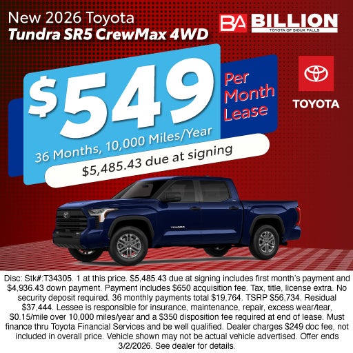 NEW 2026 TOYOTA TUNDRA SR5 CREWMAX