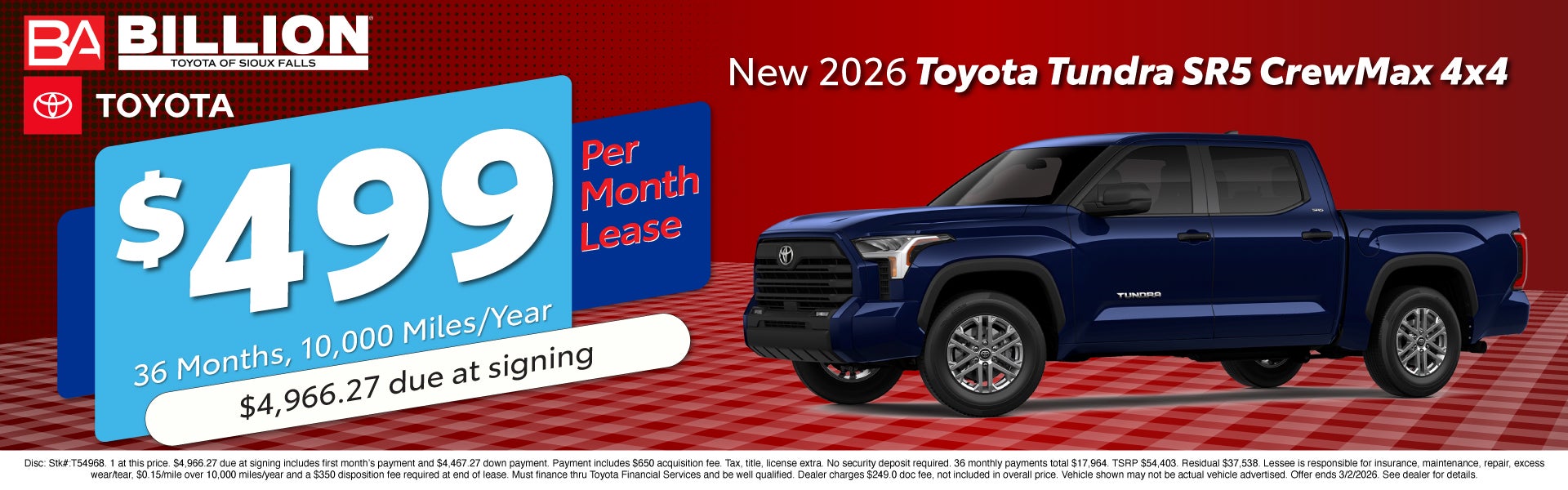 NEW 2026 TOYOTA TUNDRA SR5 CREWMAX