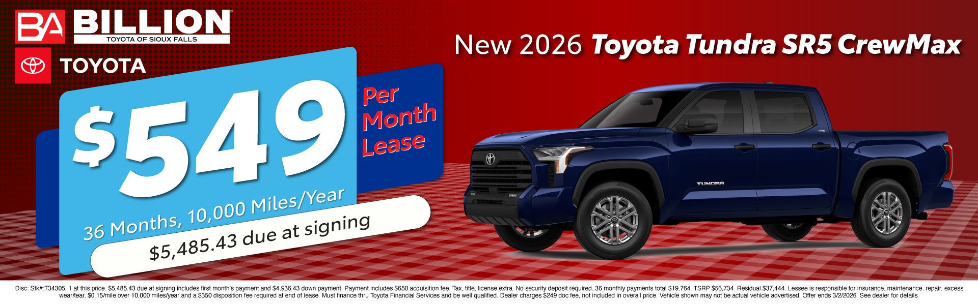 NEW 2026 TOYOTA TUNDRA SR5 CREWMAX