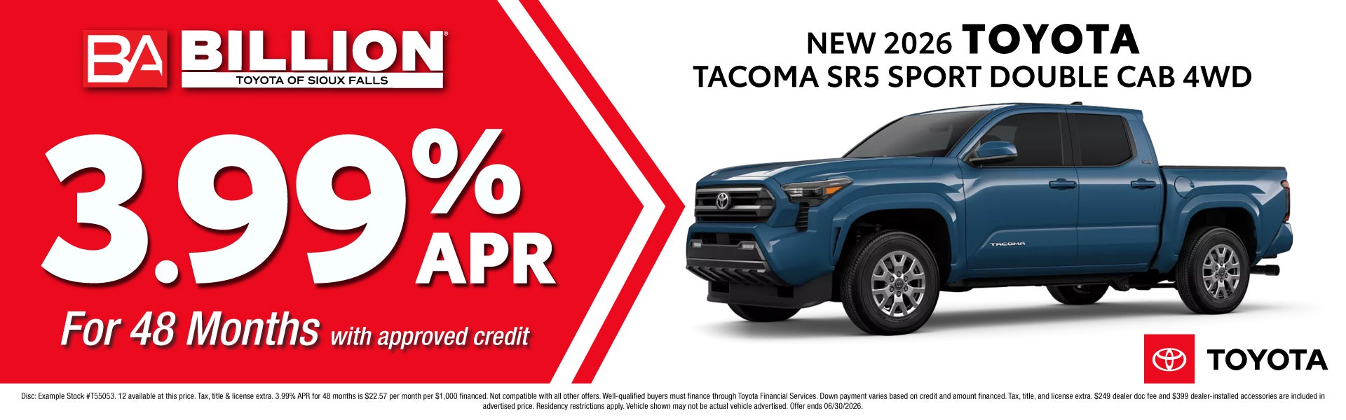 NEW 2026 TOYOTA TACOMA SR5 SPORT DOUBLE CAB
