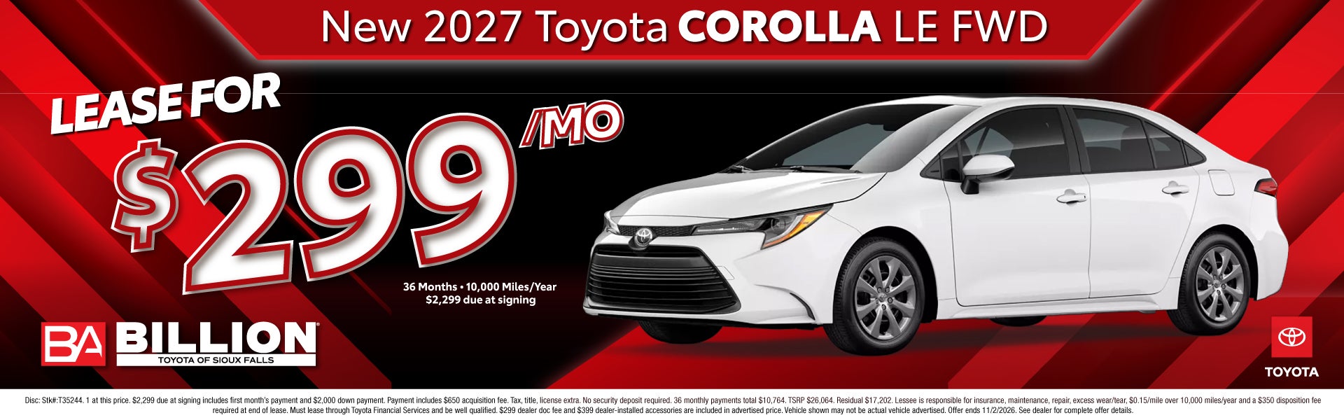 NEW 2027 TOYOTA COROLLA LE
