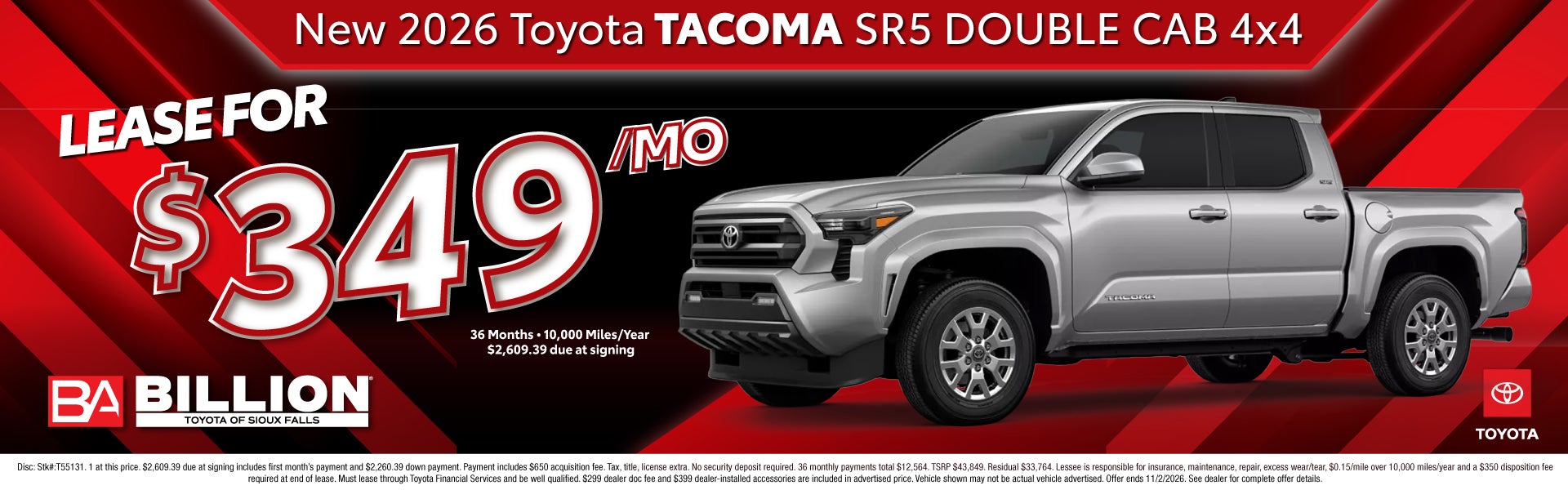 NEW 2026 TOYOTA TACOMA SR5 DOUBLE CAB